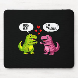 Cute Dinosaur T Rex Hug Valentines Day Couple Boyf Mouse Mat