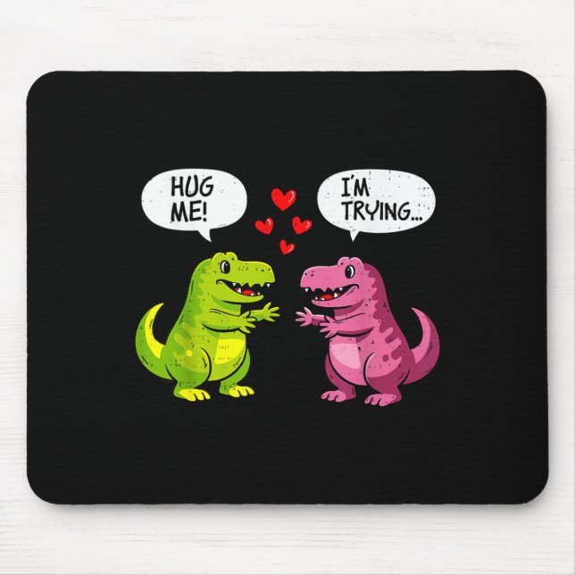 Cute Dinosaur T Rex Hug Valentines Day Couple Boyf Mouse Mat (Front)