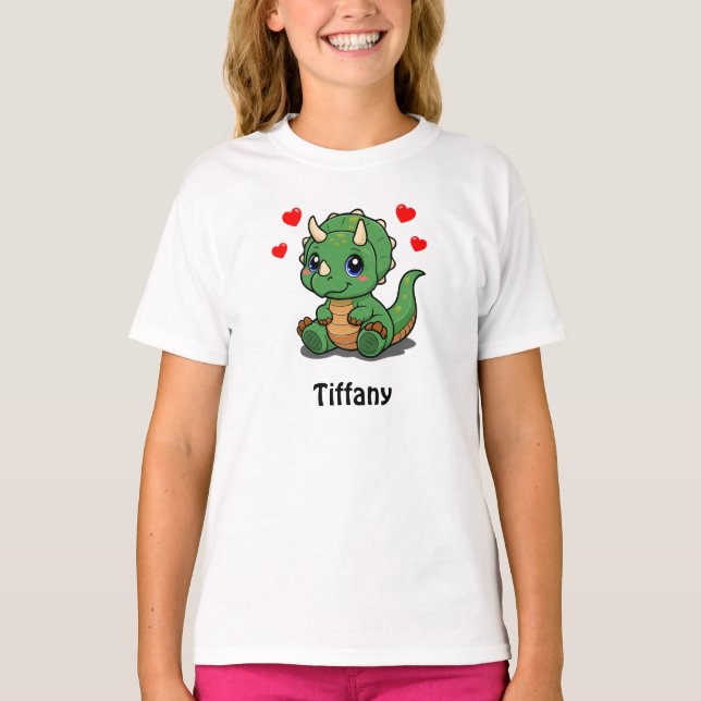 Cute Dinosaur T-Shirt for Kids – Add Name (Front)
