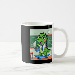 Cute Dinosaur Teacher Skateboarding In The Clroom  Coffee Mug