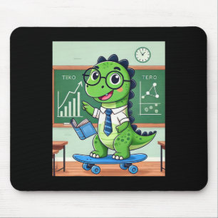 Cute Dinosaur Teacher Skateboarding In The Clroom  Mouse Mat