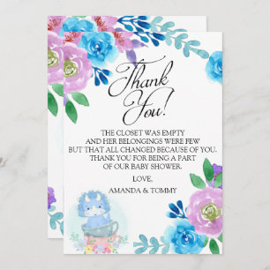 Cute Dinosaur Teacup Baby Shower Thank You Card