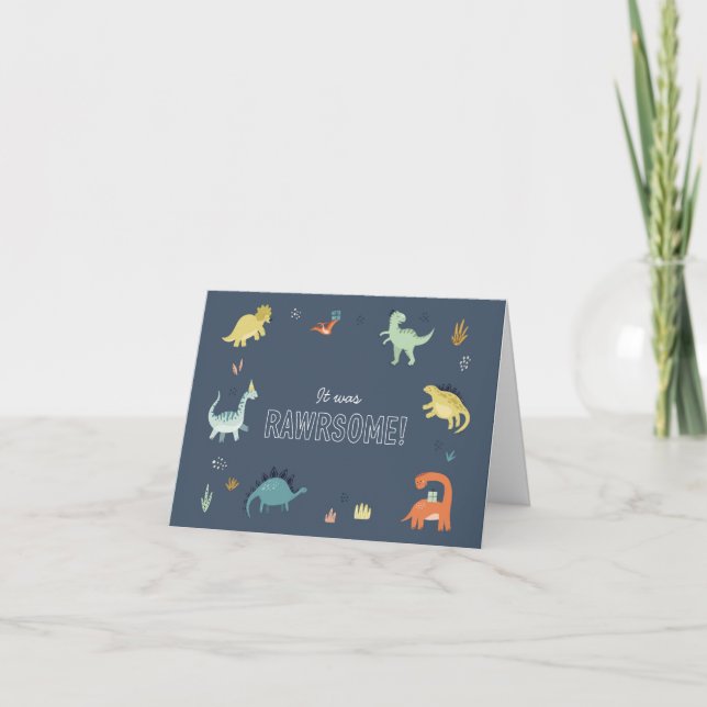 Cute Dinosaur Thank You Card (Front)
