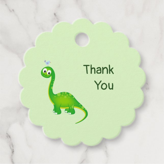 Cute Dinosaur Thank You Favour Tags (Front)
