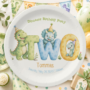 Cute Dinosaur Themed Paper Plate