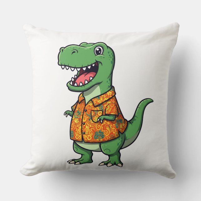 Cute Dinosaur Throw Pillow – Fun Cartoon Dino Cush (Front)