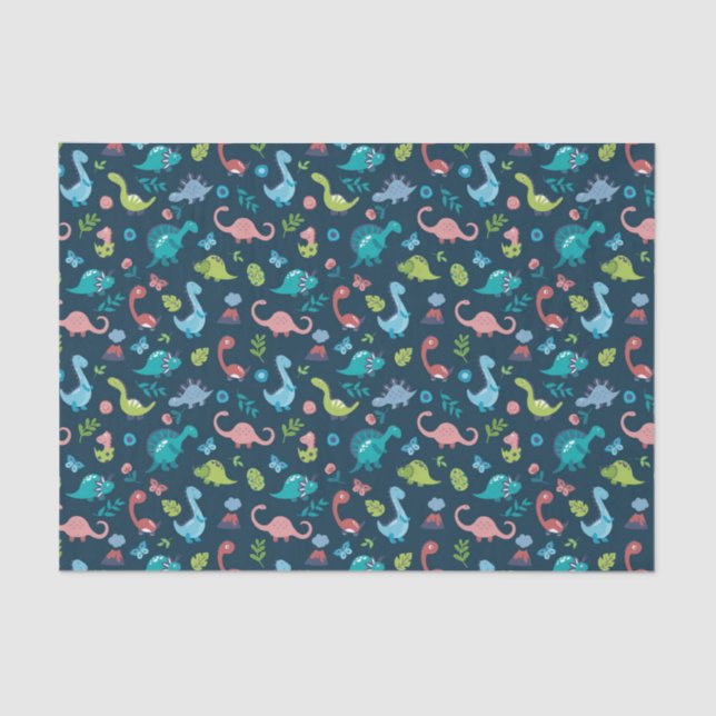 cute dinosaur tiled pattern party  tissue paper (Front)