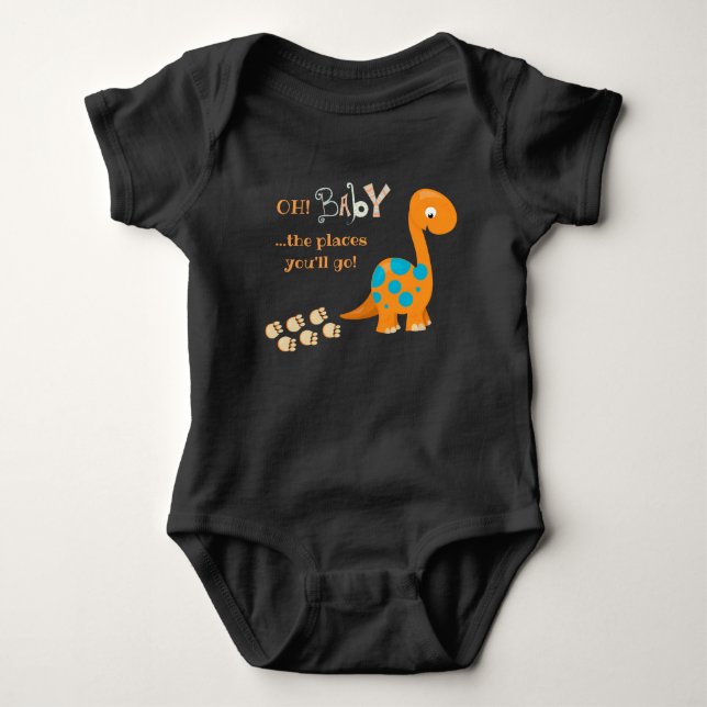 Cute Dinosaur Tracks Baby Bodysuit (Front)