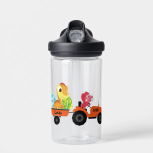 Cute dinosaur tractor boy Back To School DIY NAme  Water Bottle