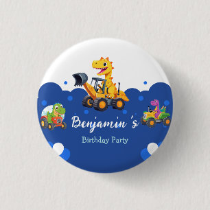Cute dinosaur tractor dig truck balloon Birthday 3 Cm Round Badge