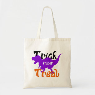 Cute Dinosaur Trick or Treat Halloween Tote Bag