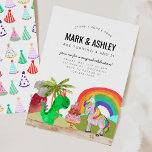 Cute Dinosaur Unicorn Cake Candle Joint Birthday Invitation<br><div class="desc">Cute Dinosaur Unicorn Cake Candle Joint Birthday Invitation</div>