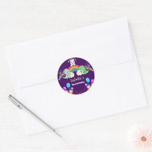 Cute Dinosaur Unicorn rainbow Balloon birthday kid Classic Round Sticker