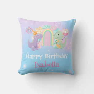 Cute Dinosaur Unicorn Rainbow balloon Birthday kid Cushion