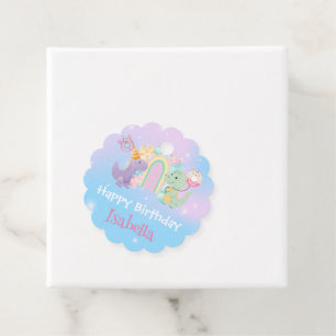 Cute Dinosaur Unicorn Rainbow balloon Birthday kid Favour Tags