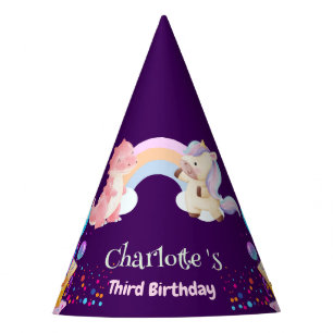 Cute Dinosaur Unicorn rainbow Baloon birthday kid Party Hat