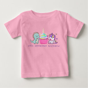 Cute Dinosaur Unicorn rainbow cupcake birthday Baby T-Shirt