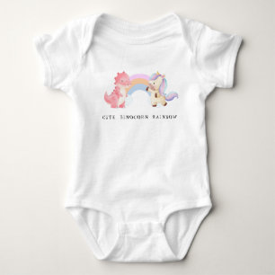Cute Dinosaur Unicorn rainbow pastel birthday Baby Bodysuit