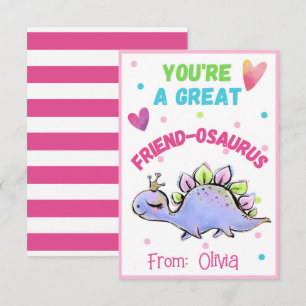 Cute Dinosaur Valentine Card for Kid Friend-Osaurs