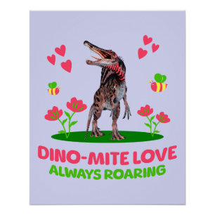 Cute Dinosaur Valentine for Kids Poster