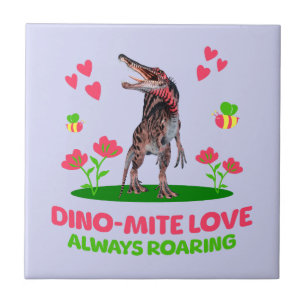 Cute Dinosaur Valentine for Kids Tile