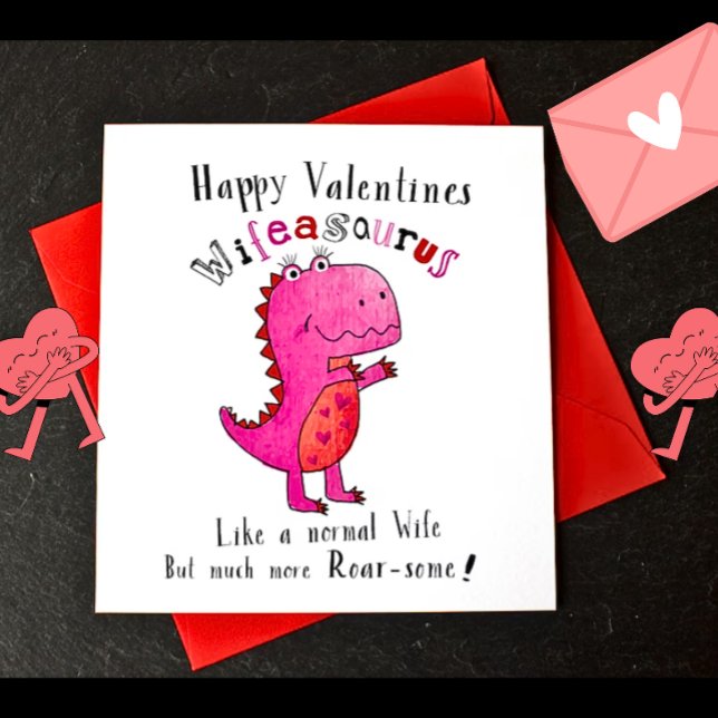 cute Dinosaur Valentine Holiday wife Card (Creator Uploaded)