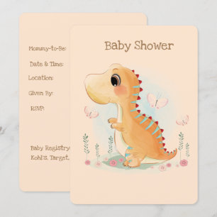 Cute Dinosaur Watercolor Baby Shower Invitation