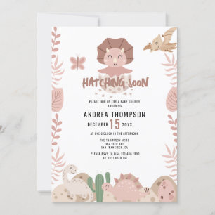 Cute Dinosaur Watercolor Baby Shower Invitation