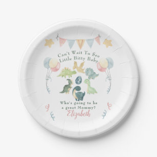 Cute Dinosaur Watercolor Baby Shower Paper Plate