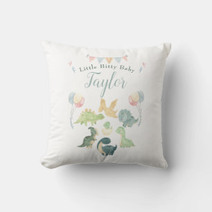 Cute Dinosaur Watercolor Blue Personalised Baby Cushion