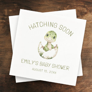 Cute Dinosaur Watercolor Hatching Soon Baby Shower Napkin