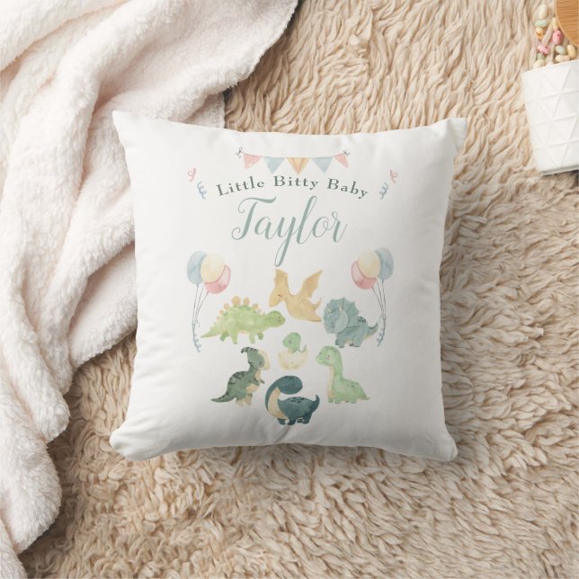 Cute Dinosaur Watercolor Personalised Baby Cushion (Blanket)