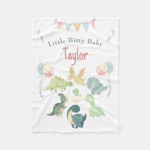 Cute Dinosaur Watercolor Personalised Baby Fleece Blanket