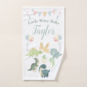Cute Dinosaur Watercolor Personalised Baby  Hand Towel