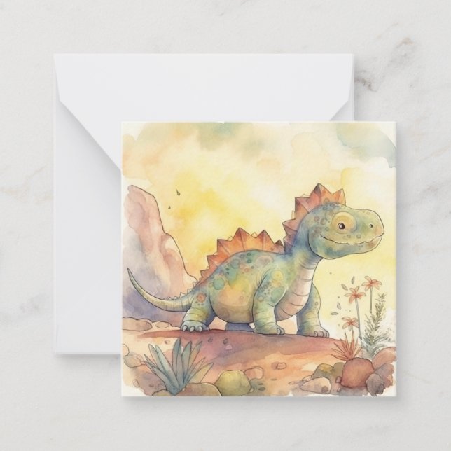 Cute Dinosaur Watercolor Storybook  Card (Front)