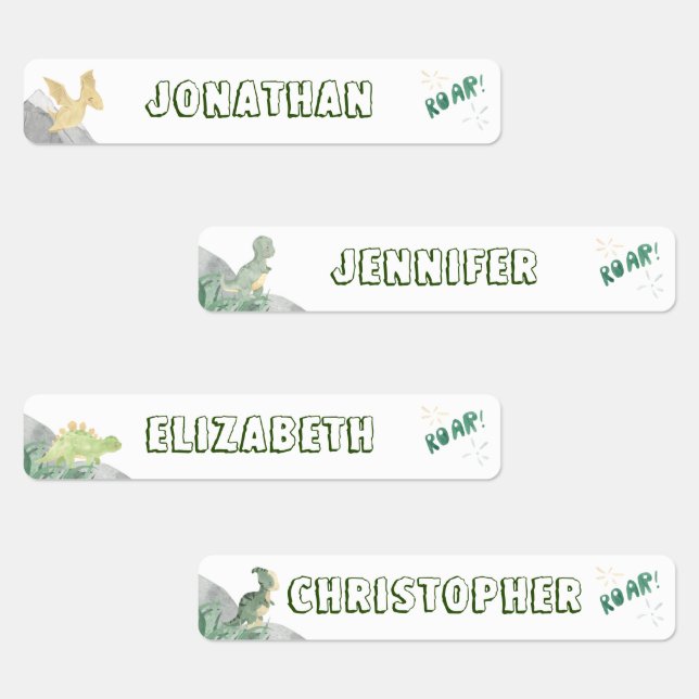 Cute Dinosaur Waterproof Name Set 1 (Group)