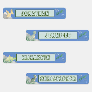 Cute Dinosaur Waterproof Name Set 1 Light Blue