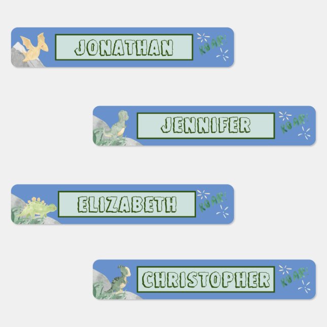 Cute Dinosaur Waterproof Name Set 1 Light Blue (Group)