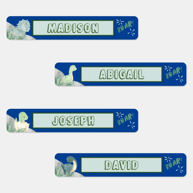 Cute Dinosaur Waterproof Name Set 2 Blue (Group)