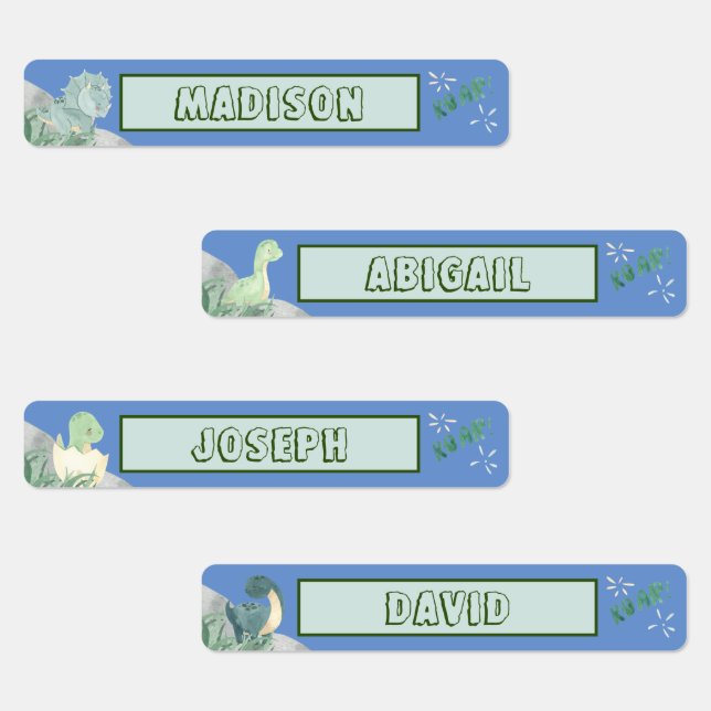 Cute Dinosaur Waterproof Name Set 2 Light Blue (Group)