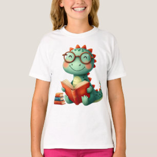 Cute Dinosaur Wearing Glasses Books Back to School T-Shirt