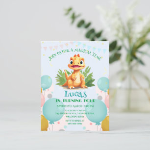 Cute dinosaur wild jungle zoo Birthday party boys Invitation Postcard