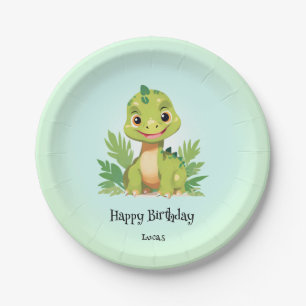 Cute dinosaur wild jungle zoo Birthday party boys Paper Plate