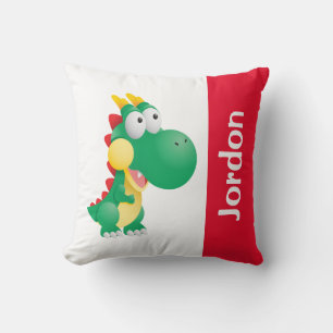 Cute Dinosaur with Custom Name Cushion