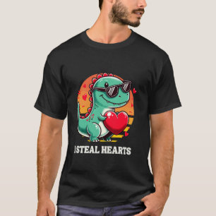 Cute Dinosaur with Heart Valentine's Day in Love T-Shirt