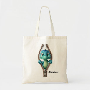 Cute Dinosaur Zipper Kids Tote Bag