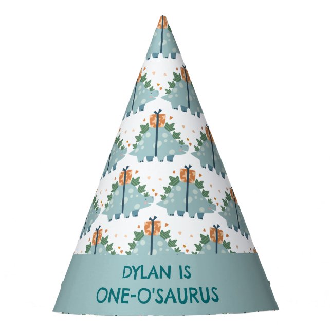 Cute Dinosaurs 1st Birthday Party Hat (Front)