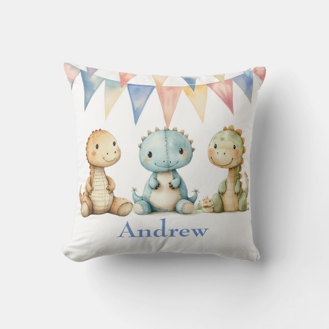 Cute Dinosaurs and Friends Boy Baby Shower Gift Cushion (Front)