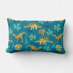 Cute dinosaurs and leaves pattern lumbar cushion