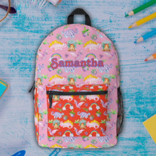 Cute Dinosaurs and Rainbows Printed Backpack